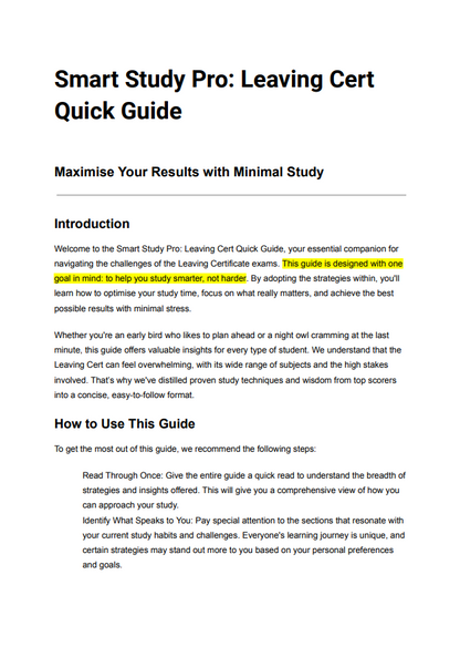 Leaving Cert Study Guide - Maximise Your Results